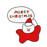 a cartoon character is wearing a santa hat and saying merry christmas .