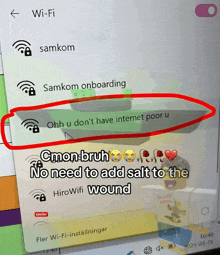 a computer screen shows a message from samkom onboarding and a message from hirowifi wound