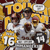an advertisement for the washington redskins football team shows a coach and players
