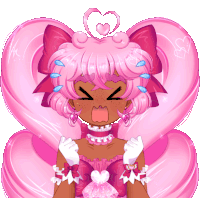 a drawing of a girl with pink hair making a face