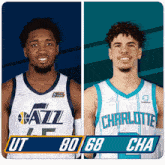 two basketball players from the charlotte hornets and the utah jazz
