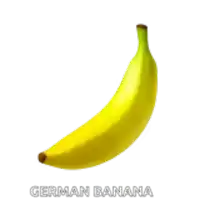 a picture of a banana with the word german banana below it