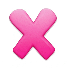 a pink x on a white background with a shadow