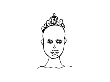 queen bald sassy outline art outline