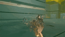 a girl in a video game is holding a large sword