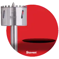 a starrett hole saw is shown on a red circle