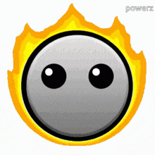a smiley face with flames around it and the word powerz underneath