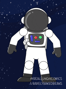a cartoon of a man with glasses and a beard in a space helmet