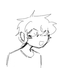 a black and white drawing of a boy wearing glasses and a shirt .