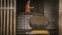 a woman in a red dress stands next to a man in a yellow shirt and says " what do you think neko-san "