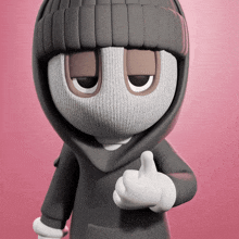 a cartoon character with a mask on his face giving the middle finger