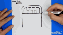 a person is drawing a bed with candles on it and the words draw cute things above it