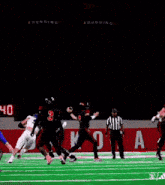 a football player with the number 3 on his jersey is running down the field
