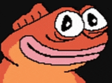 a cartoon frog with big eyes and a pink tongue