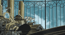 a man is sitting in front of a machine with a clock on it