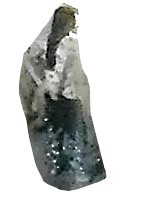 a close up of a rock on a white background that looks like a statue