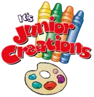 a drawing of crayons and a palette with the words it 's junior creations
