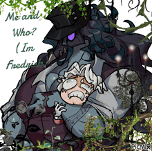 a drawing of a monster and a girl with the words " me and who i 'm fredrick "