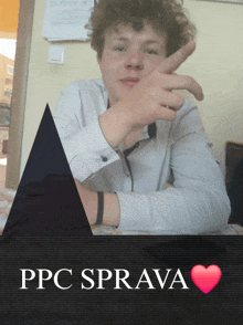 a picture of a young man with the words ppc sprava written below him