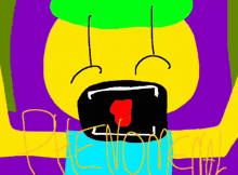 a drawing of a person with their mouth open and the word demon on it