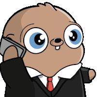 a cartoon of a sloth wearing a suit and tie talking on a cell phone