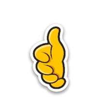 a sticker of a yellow hand giving a thumbs up sign