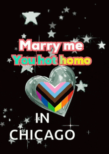 a heart with the words marry me you hot homo in chicago