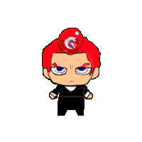 a cartoon drawing of a man with red hair and a squid on his head