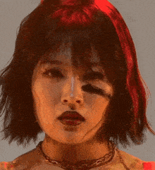a close up of a woman 's face with the words cute a on the bottom right
