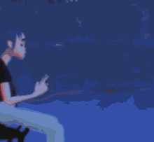 a cartoon character is sitting on a green couch with a martini in his hand