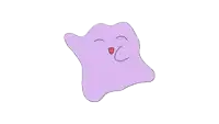 a cartoon drawing of a purple monster with a red nose