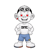 a cartoon character is wearing a shirt that says ding on it
