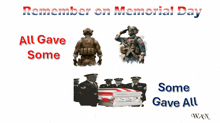a poster that says " remember on memorial day " on it