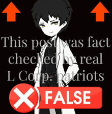 a poster that says this post was fact checked by real l corporation patriots