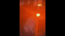 a blurred image of a person standing in front of a red light