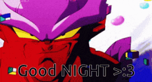 a picture of a cartoon character with the words good night > 3