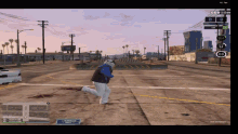 a video game screen shows a man running down a street with the number 666 on it