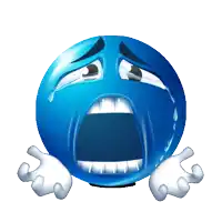 a blue smiley face with tears running down it 's face