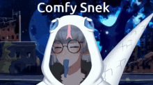 a cartoon character with a comfy sneek hoodie on