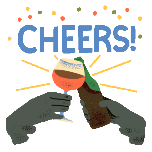 Bird Celebrating Says "Cheers" In English. Sticker