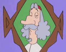 a cartoon of a man with a long nose and beard