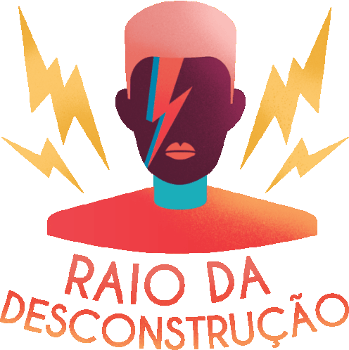 Black Man With Lightning Bolt Face Paint Says Deconstructing Laser In Portuguese Sticker - Proudly Me Raio Da Desconstrucao Deconstruction Stickers
