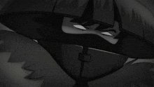 a black and white drawing of a person with a hat on