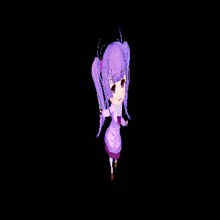 a pixel art of a girl with purple hair and two pigtails