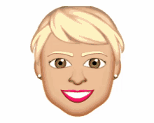 a cartoon face of a woman with blonde hair and red lips