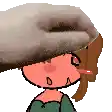 a pixel art drawing of a girl with a hat on her head .