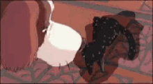 a cartoon of a dog laying on a bed with a shadow of a person .