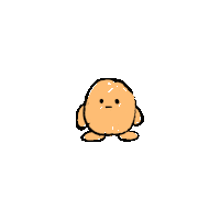 a cartoon drawing of an orange monster with a big smile on its face