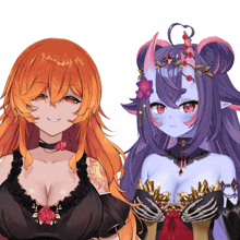 a girl with orange hair and a purple haired girl