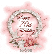 a 70th birthday greeting card with flowers and butterflies